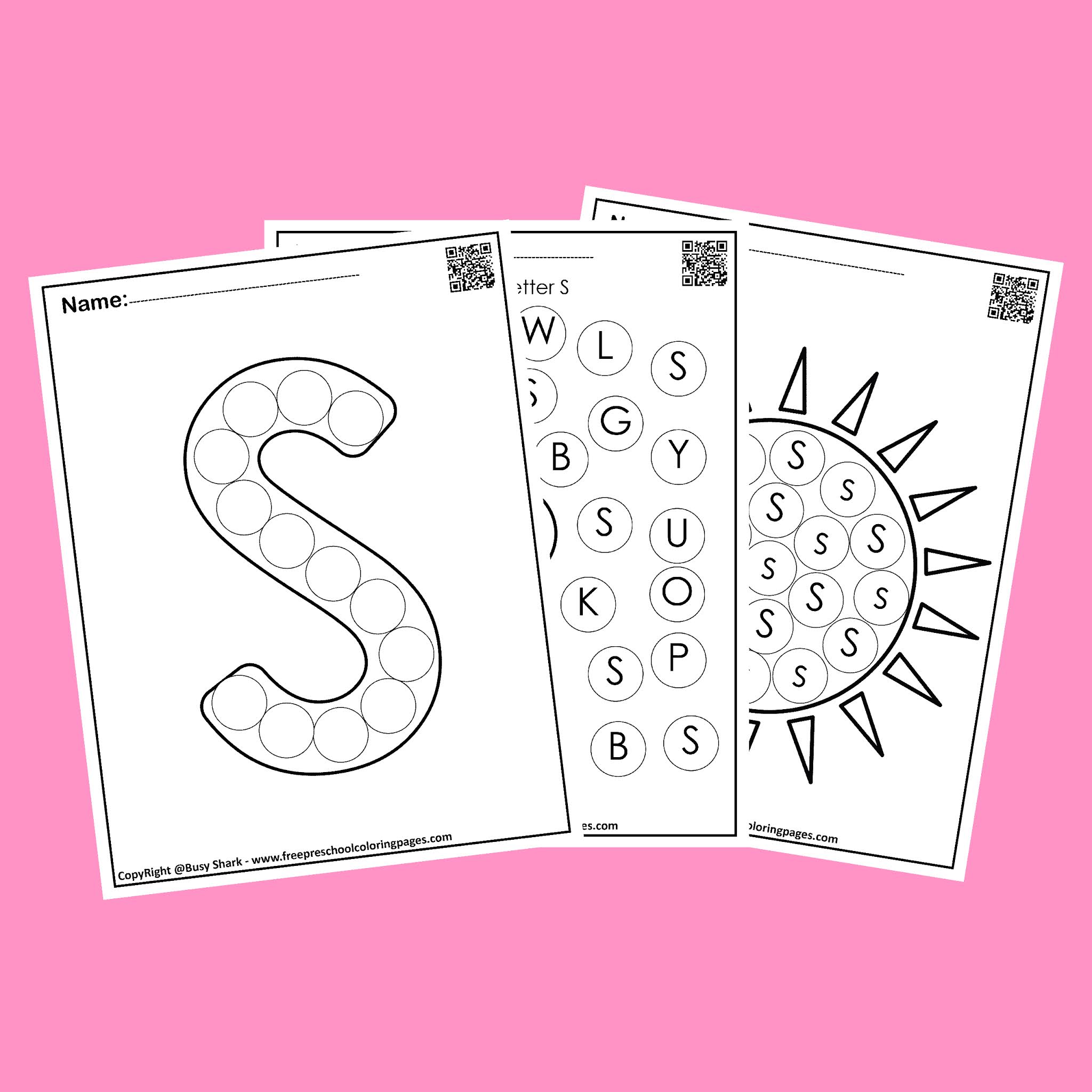 Letter S 10 Free Dot Markers Coloring Pages  Letter S 10 Free Dot Markers Coloring Pages