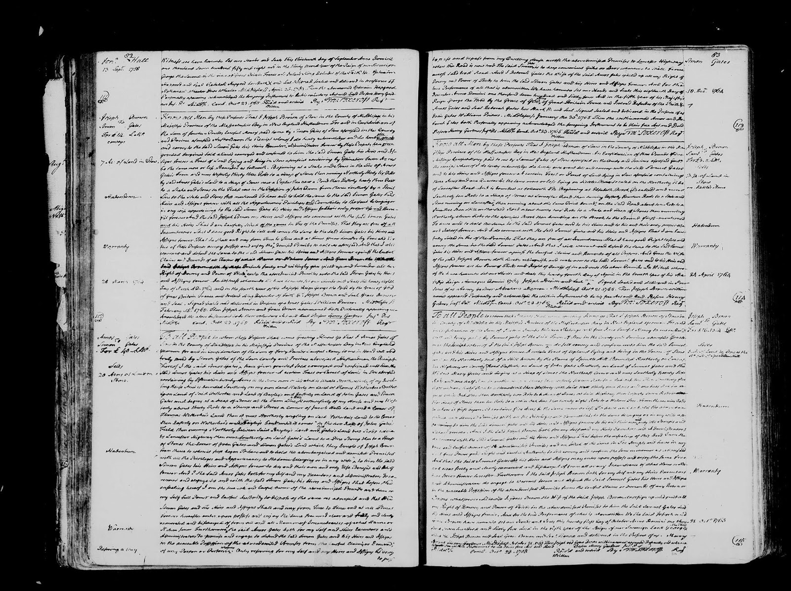 GeneaMusings Amanuensis Monday 1764 Deed of Simon Gates Buying