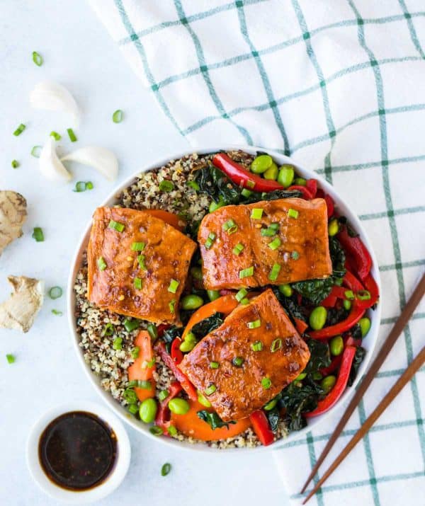 Teriyaki Salmon Quinoa Bowl Yummy Yum