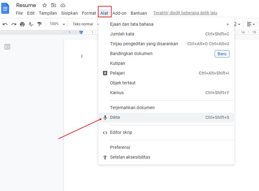 Cara Mengaktifkan Dikte di Google Dokumen - dem