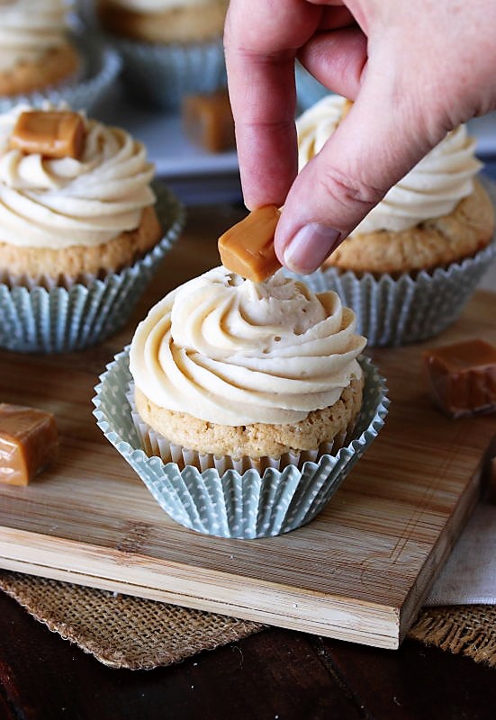 Salted Caramel Cupcakes with Caramel Cream Cheese Frosting The