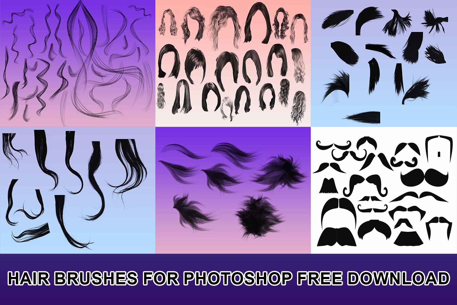 Collection of 729 Hair Vector Brushes for Adobe Illustrator