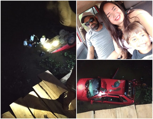 Casal morre após carro cair de ponte em Chapadinha; criança sobrevive