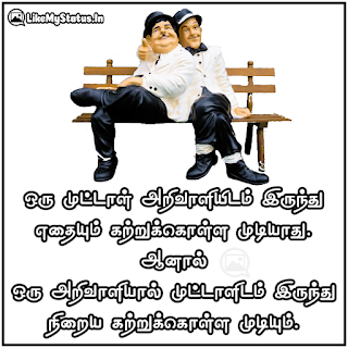 ஒரு முட்டாள் அறிவாளியிடம் இருந்து எதையும் கற்றுக்கொள்ள முடியாது. ஆனால் ஒரு அறிவாளியால் முட்டாளிடம் இருந்து நிறைய கற்றுக்கொள்ள முடியும்.