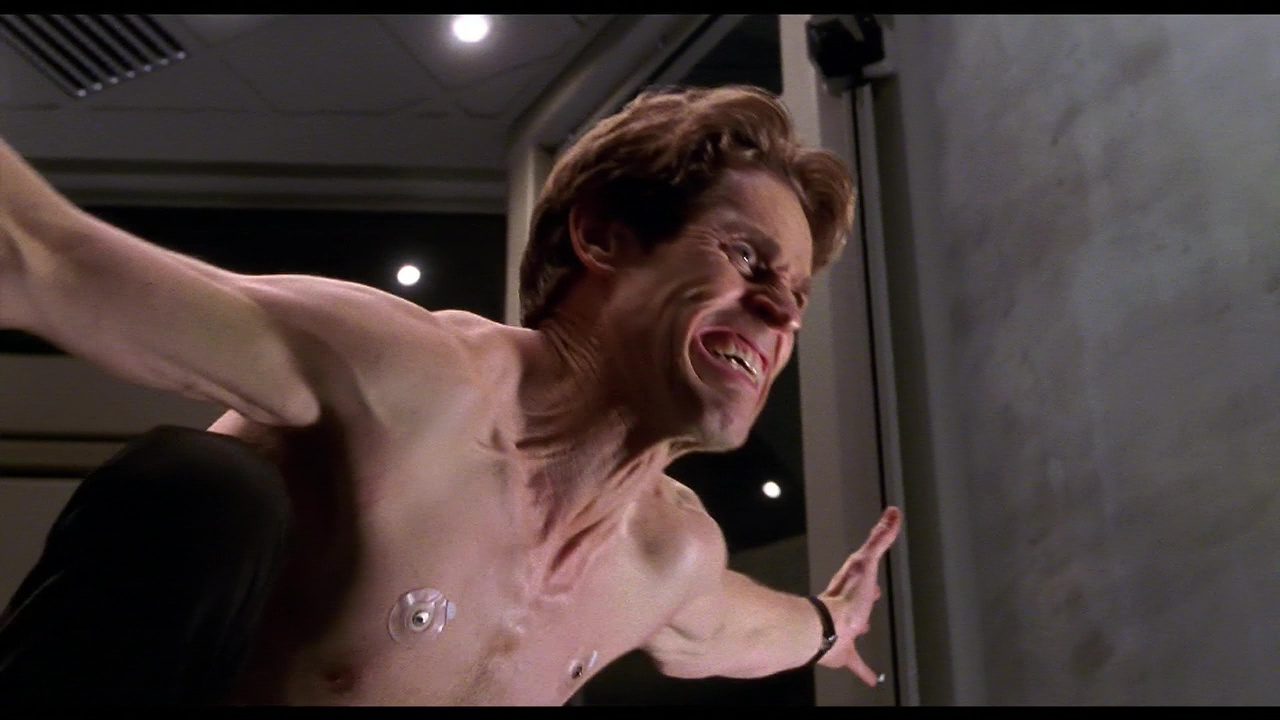 Willem Dafoe shirtless in Spider-Man.