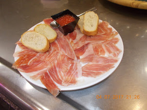 "Jamon Iberica(Iberica ham)" dinner amidst Pork legs.