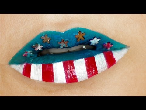 Colorful Lip Makeup with Stars Accented