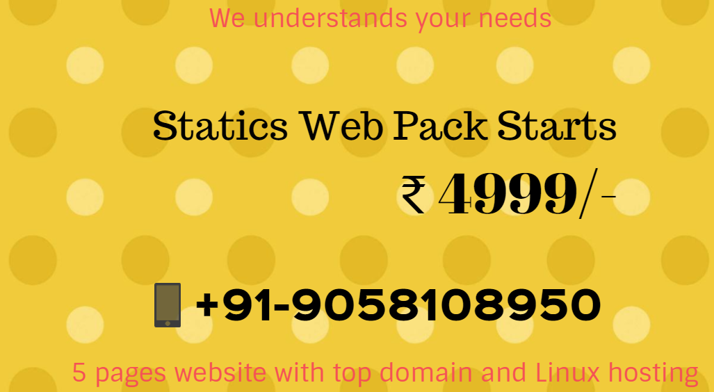 Statics Web Pack Starts  4999/= 5 pages website with top domain and Linux hosting
