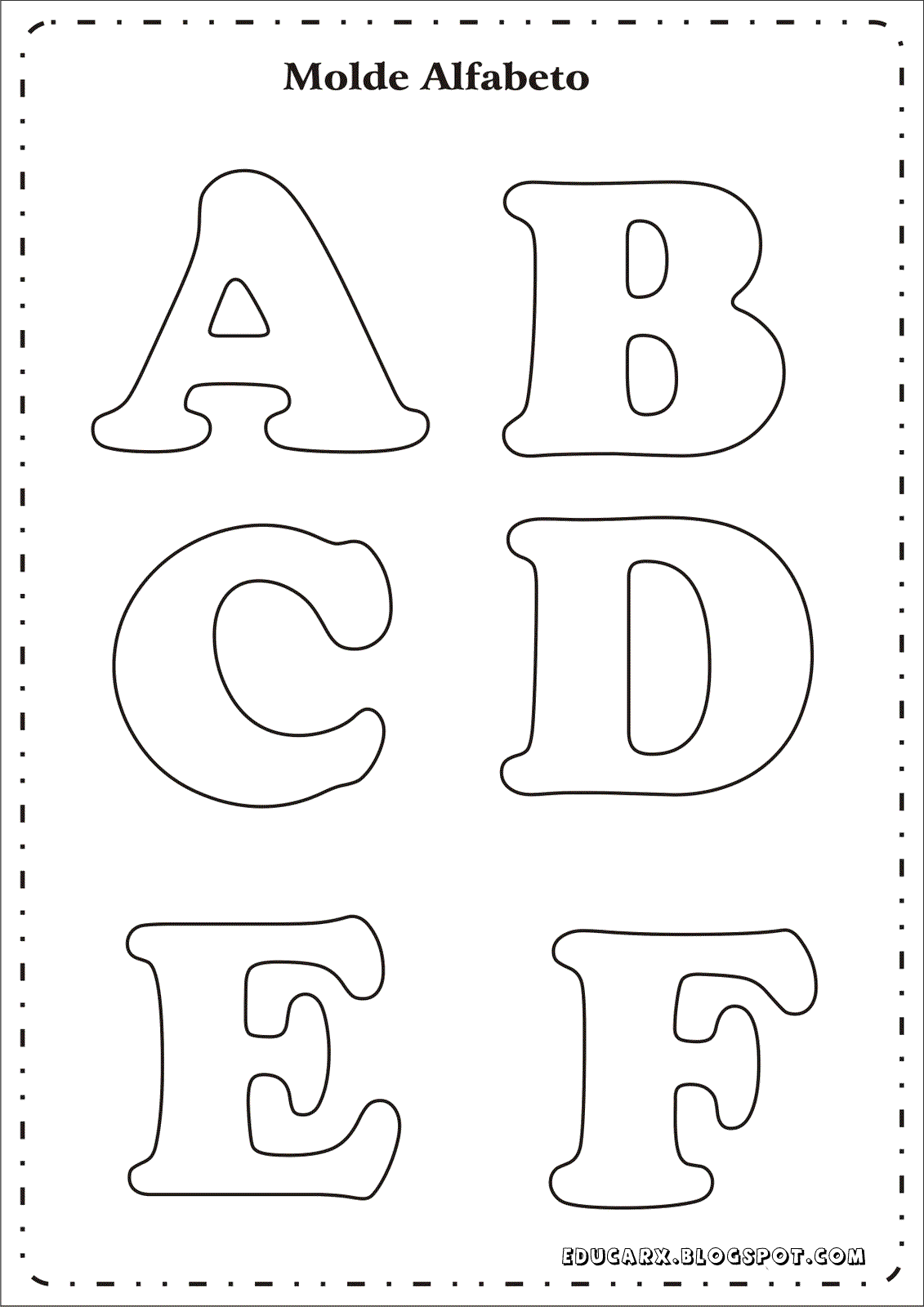 Modelo de letras para cartaz a b c d e f