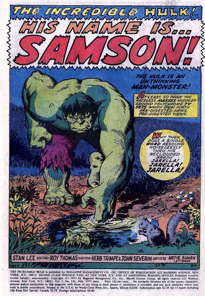 Incredible Hulk #141 marvel key issue 1970s bronze age comic book page - 1st appearance Doc Samson