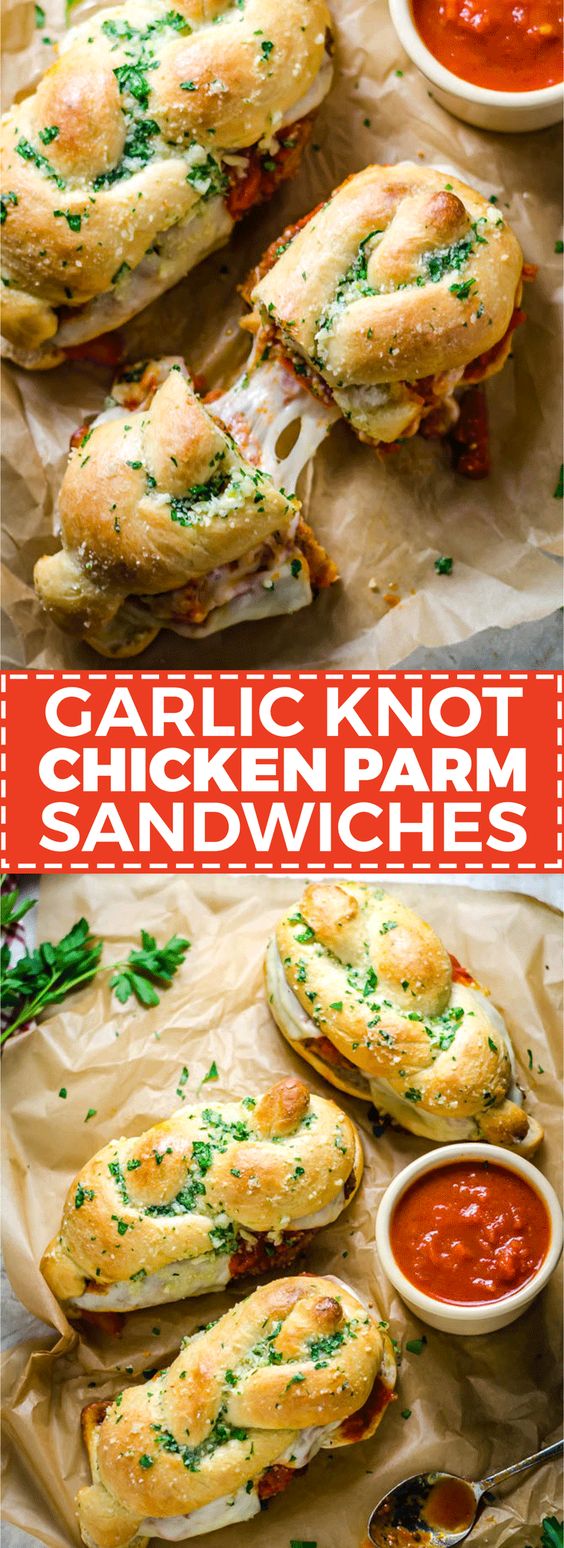 GARLIC KNOT CHICKEN PARMESAN SANDWICHES GARLIC KNOT CHICKEN PARMESAN SANDWICHES