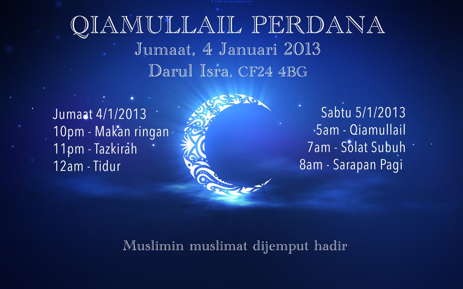 Kelab Melayu Wales: Kemasyarakatan : Qiamullail Perdana