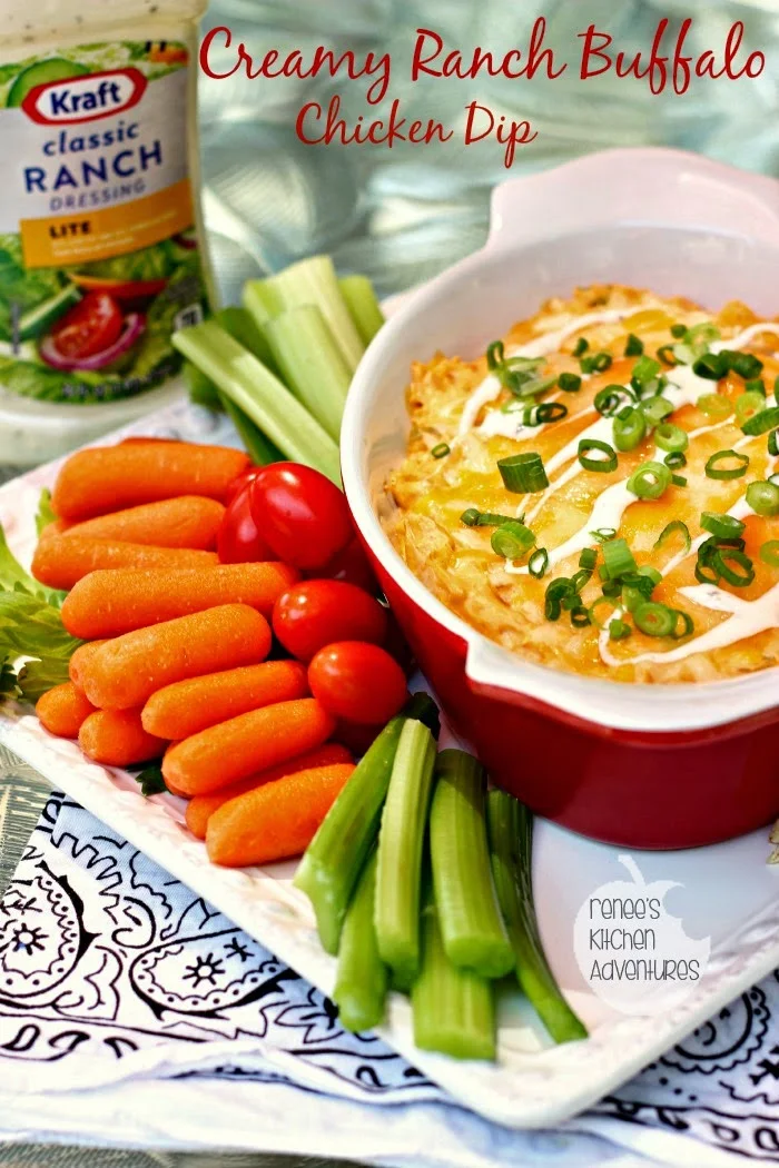 Creamy Ranch Buffalo Chicken Dip:  Lighter on calories but not on flavor!  #FoodDeservesDelicious #shop