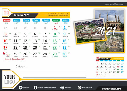  Desain  Kalender  Duduk 2021  dengan CorelDraw Free CDR  