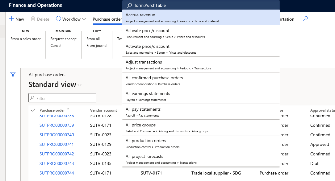 Open form via its AOT name in D365 Finance & operations