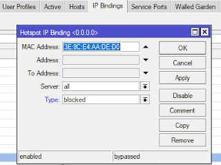 Blockir user hotspot mikrotik dengan mac address