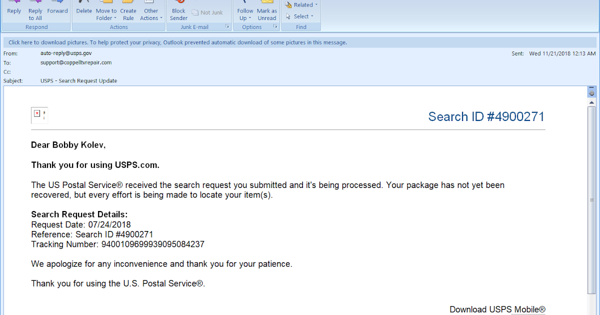 Coppell TV Repair LLC online blog Tracing delayed/lost USPS packages