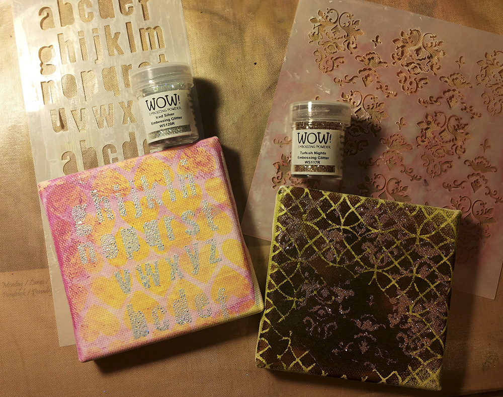 Susanne Rose Designs Mixed Media Canvases with WOW! Embossing Powder