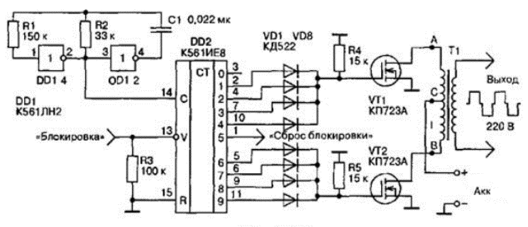 простой преобразователь на отечественных элементах 12V converter 220V to domestic transistors
