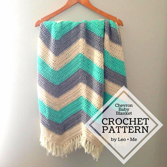 Chevron ripple stripe baby blanket Crochet pattern