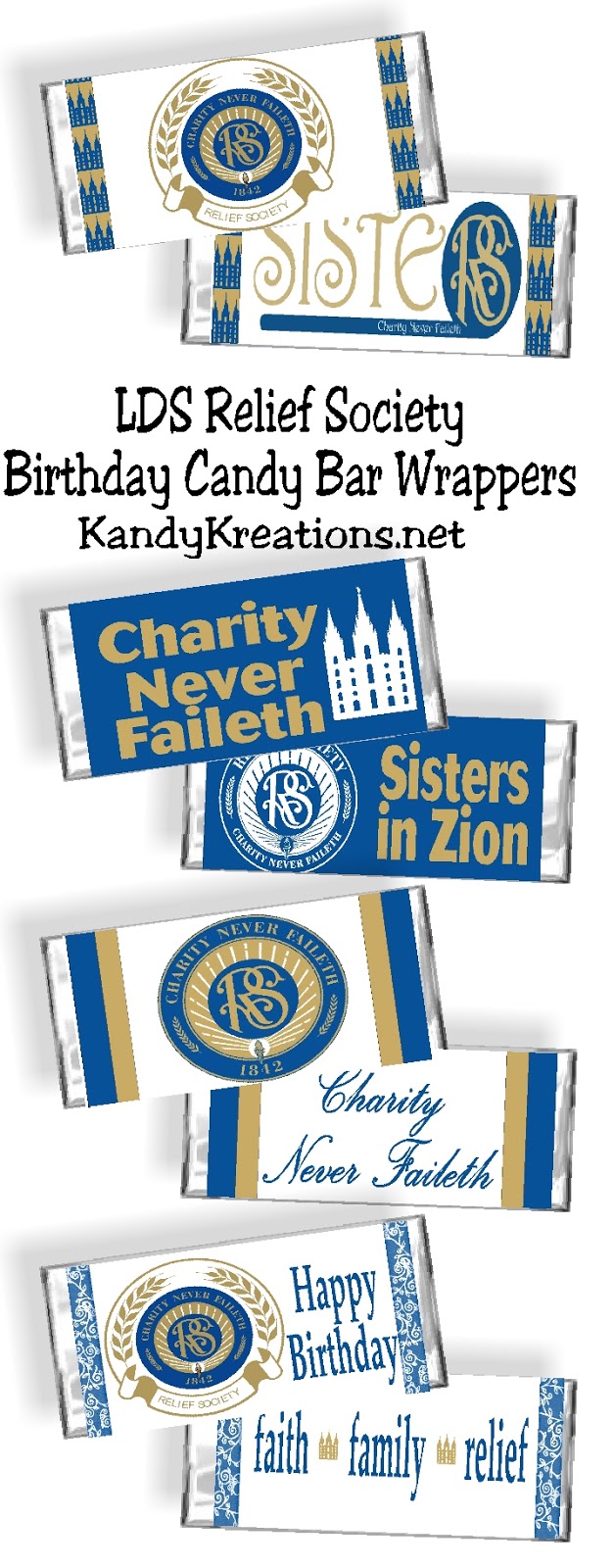 LDS Relief Society Birthday Candy Bar Wrappers Relief society