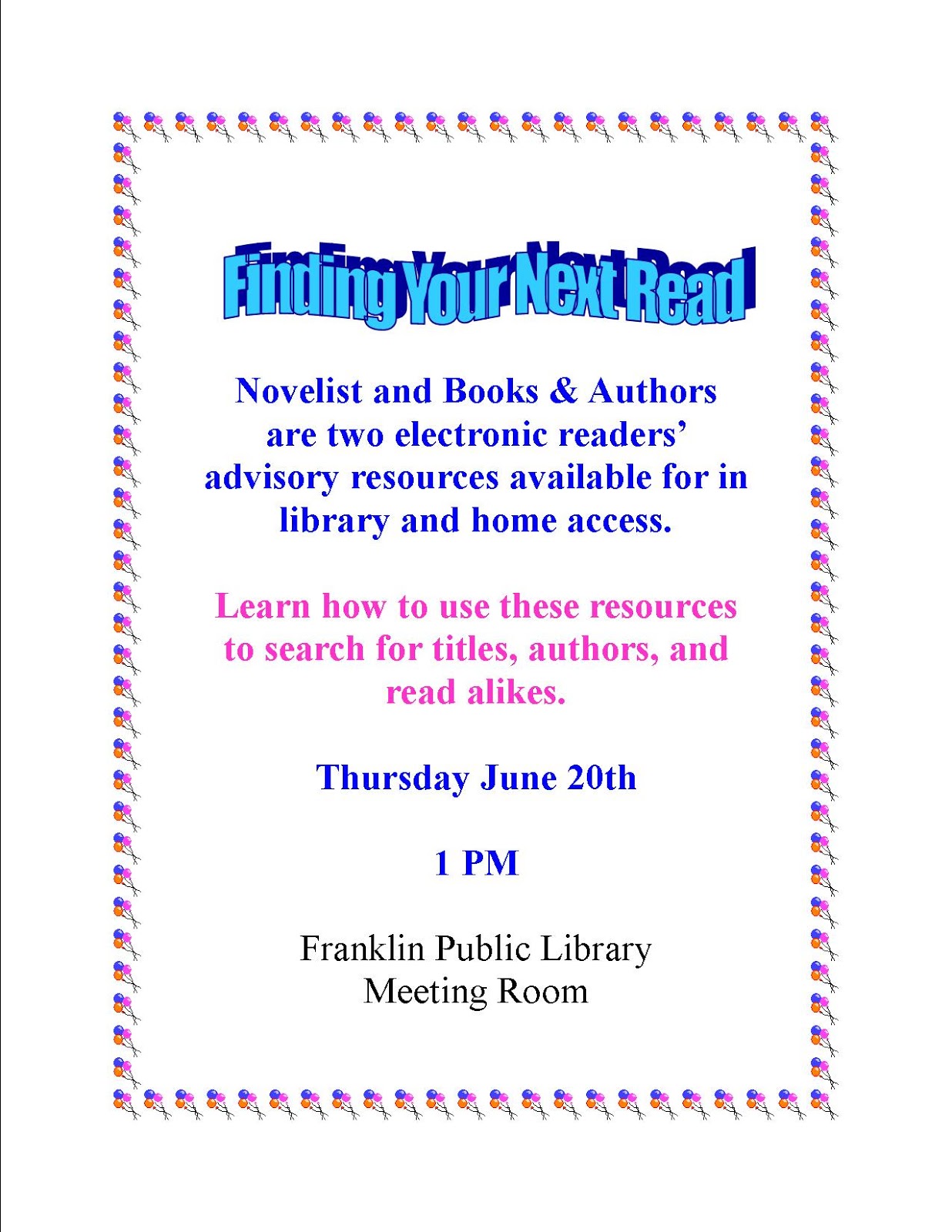 Franklin Public Library: Finding Your Next Read