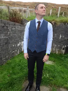 tweed waist coat and brown tie slaters 