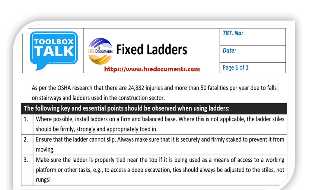 Fixed LaddersToolbox Talks HSE Documents