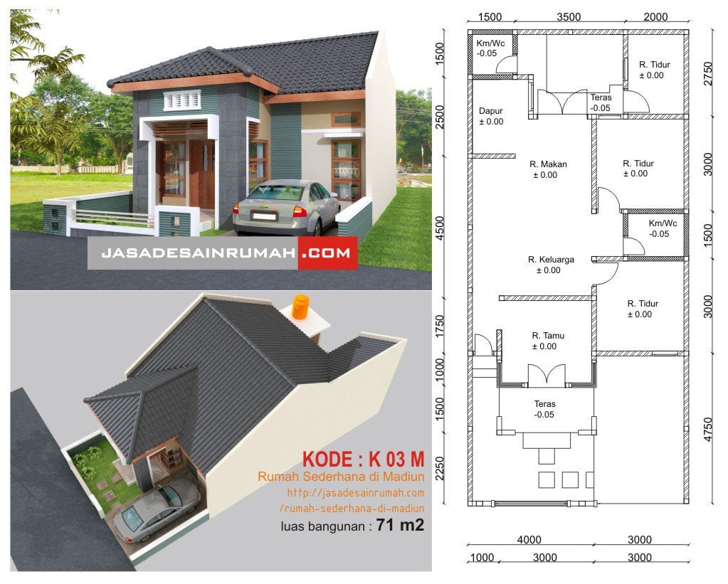 Gambar Desain Rumah Minimalis Modern Ukuran 7x12  Rancanghunian