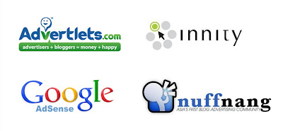 Advertlets, Google AdSense, Nuffnang, Innity