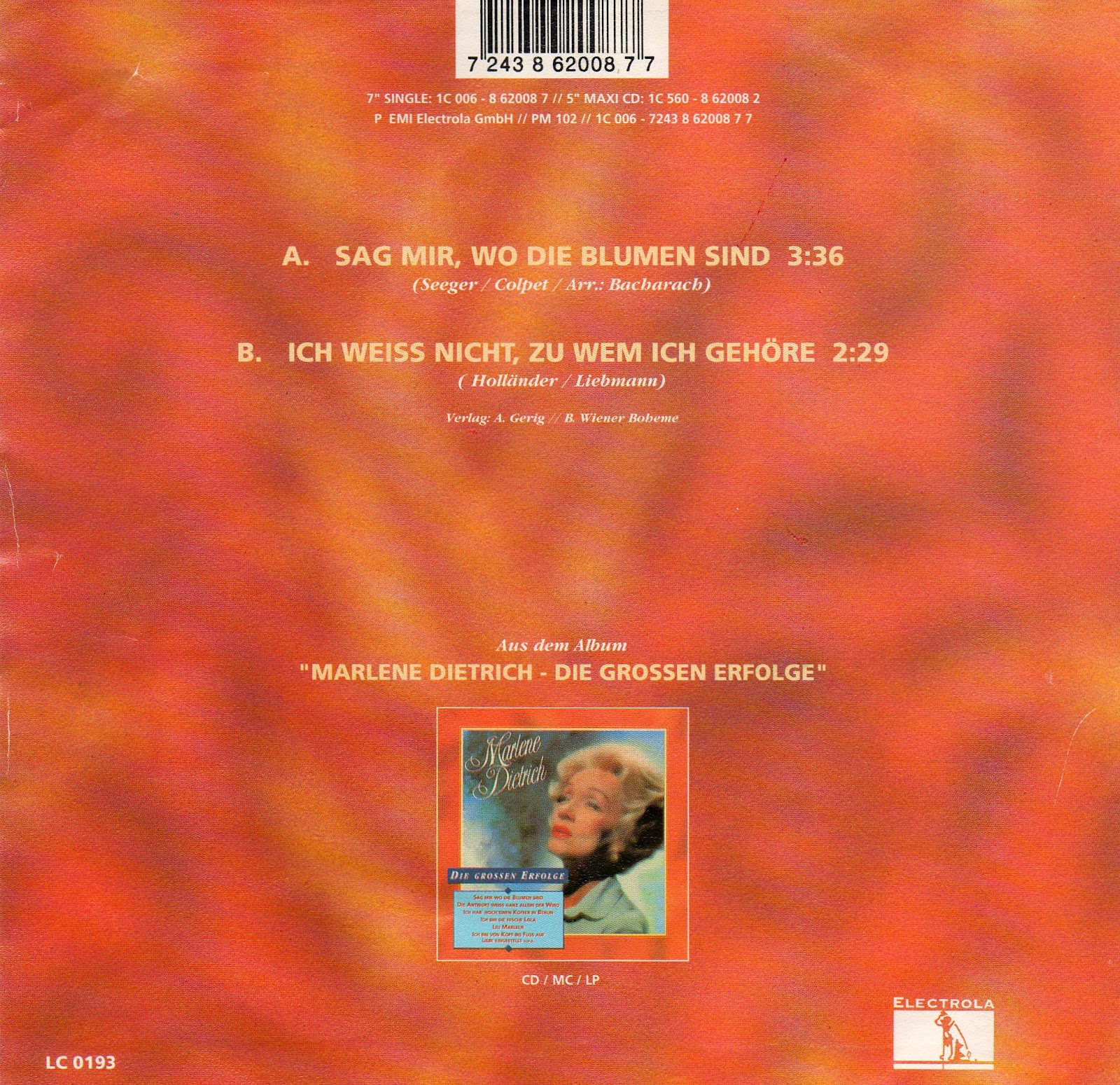 Marlene Dietrich Collection: Marlene Dietrich - Sag mir, wo die Blumen sind