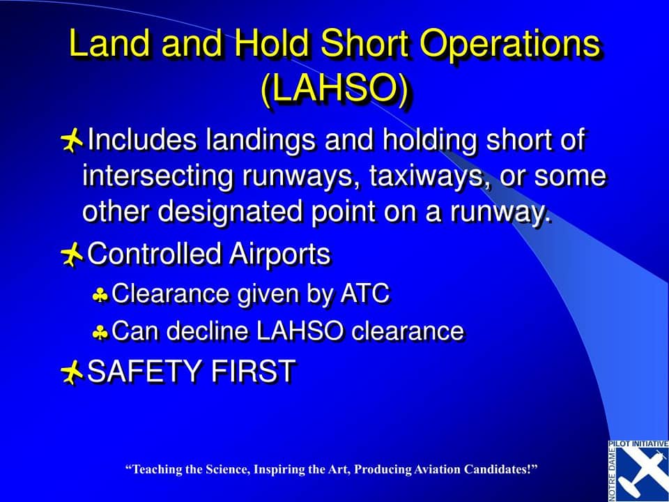 Land and Hold Short Operations (LAHSO) اسأل الطيار ask pilot