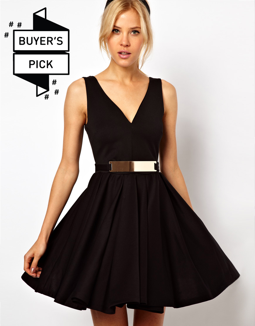 pretties' closet ASOS Structured Skater Dress With Gold Belt