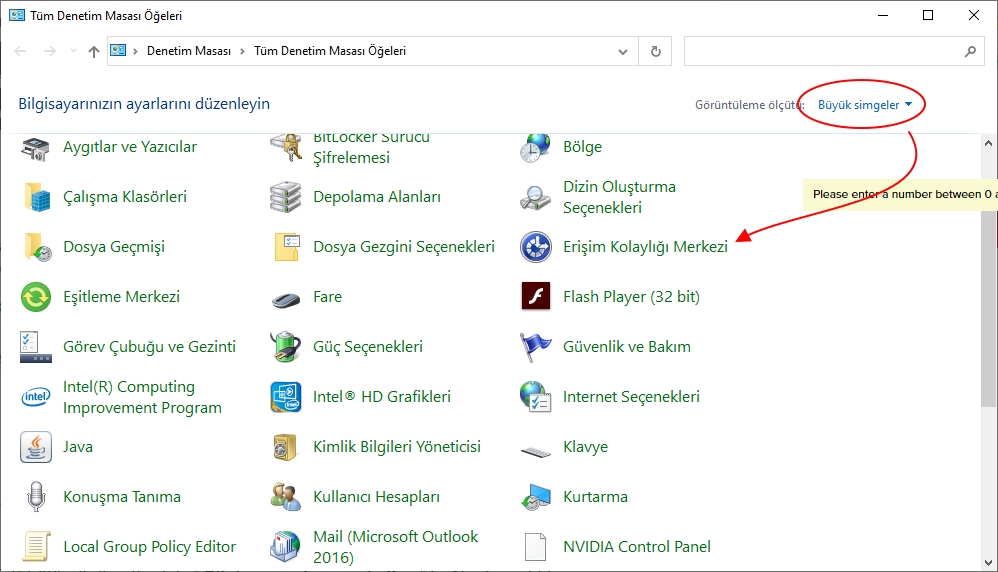 Windows 10�da Ekran Okuyucusunu Tamamen Kapatma
