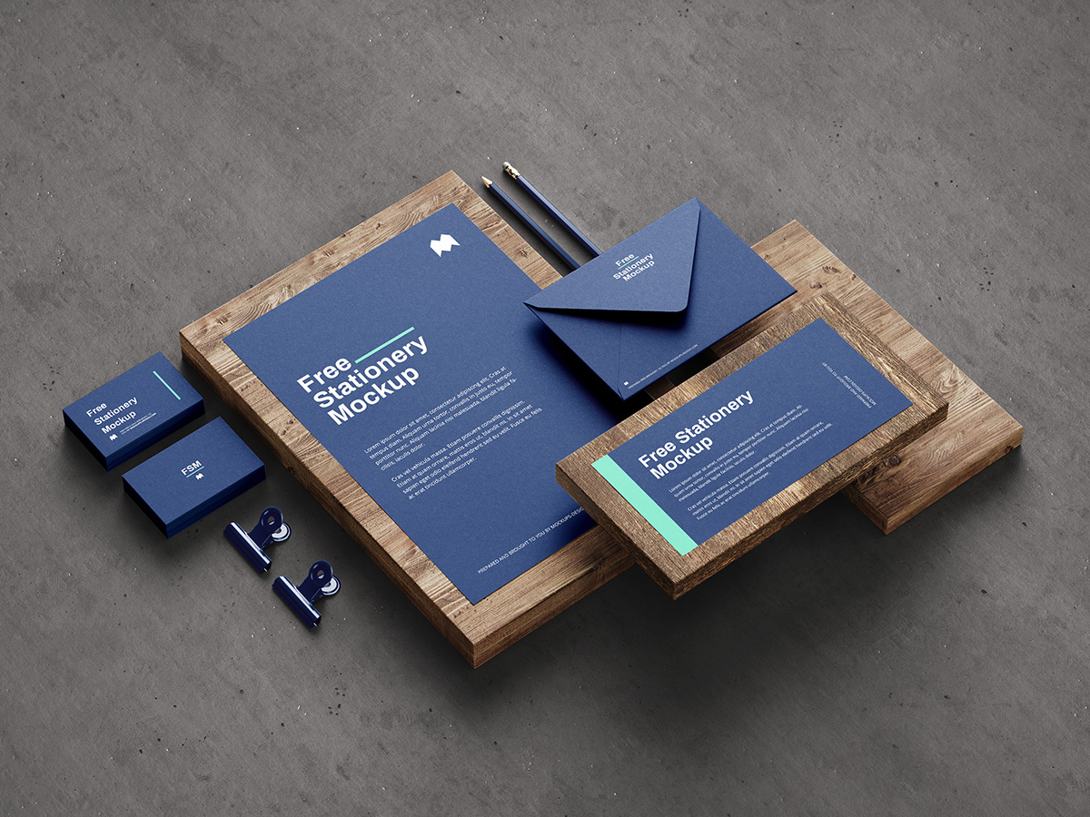 موك اب عرض الهوية البصرية Free stationery mockup مبدعي الفوتوشوب