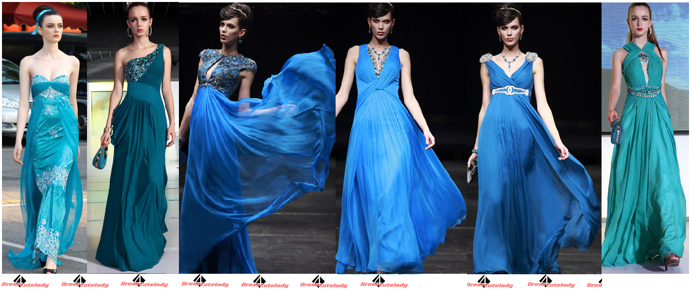 Dress4Cutelady Dress Up with Elegant Blue Color Evening Dress