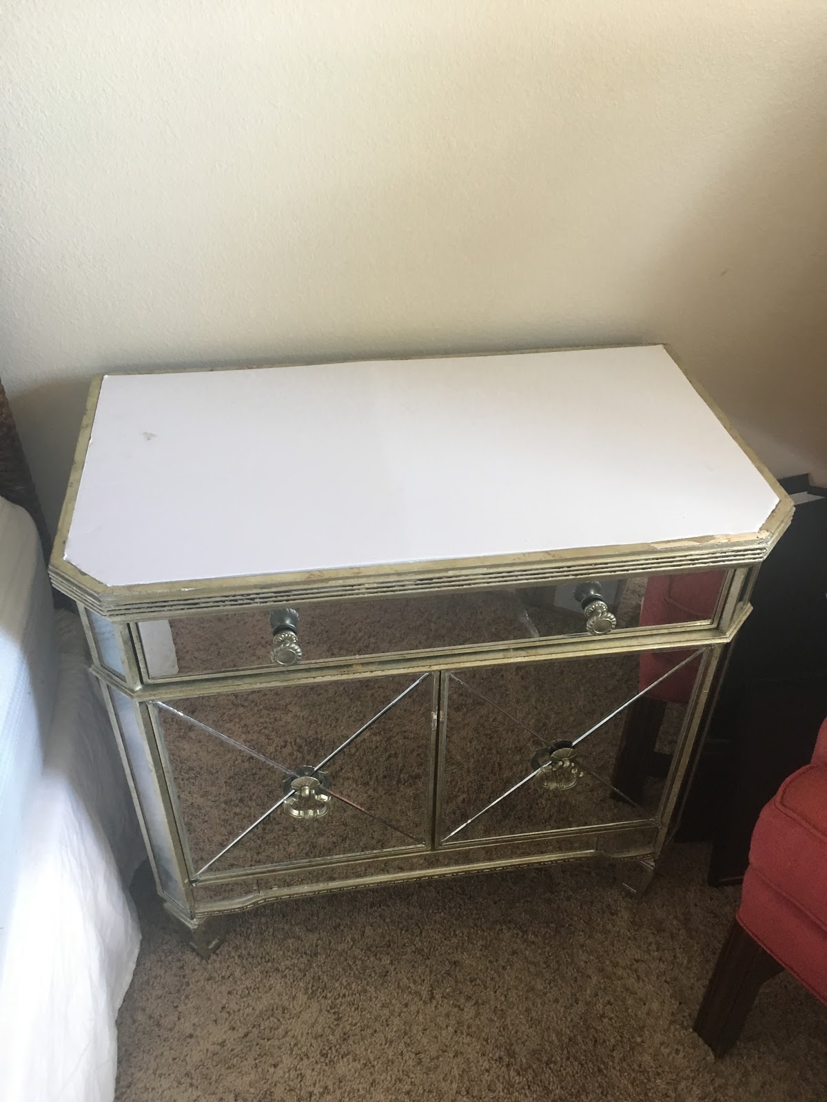 DIY Faux Marble Nightstand Top Stripes and Whimsy