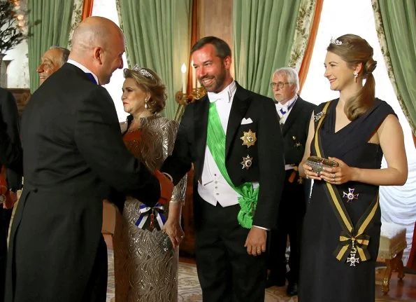 Grand Duke Henri, Duchess Maria Teresa, Prince Guillaume and Princess Stephanie attended the gala dinner at Grand Duke's Palace in Luxembourg