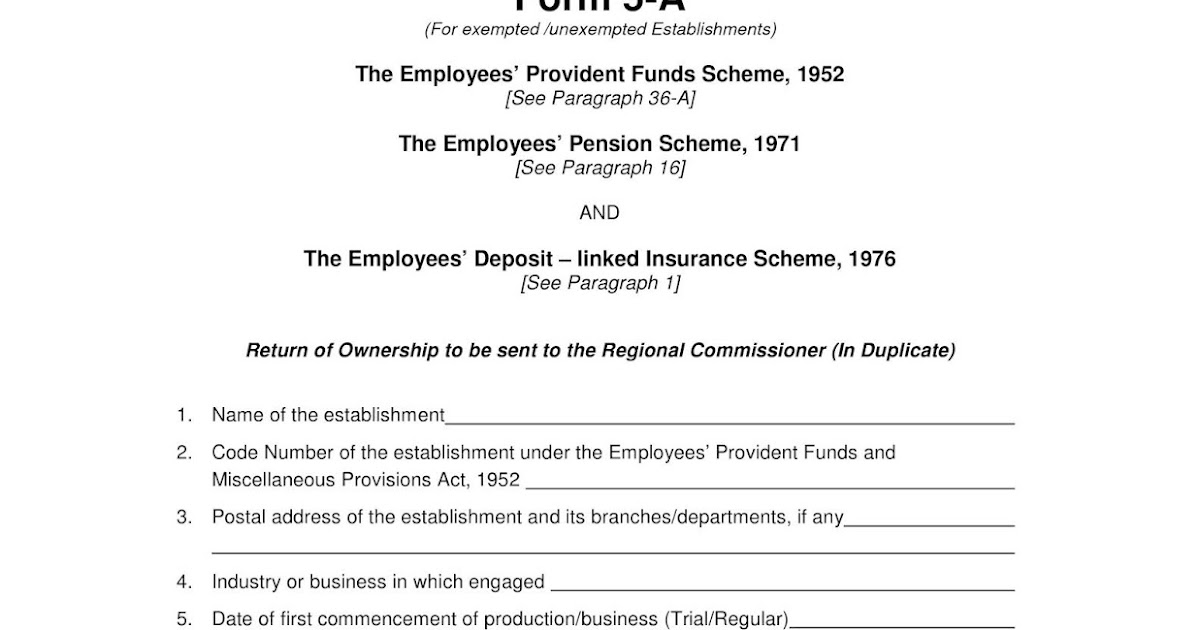 Employees Provident Fund Scheme ( FORM 5A )