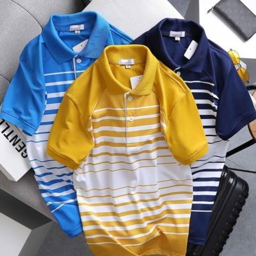 Áo Thun Nam Cổ Trụ Áo Phông Nam Cổ Bẻ Polo Papa In Sọc Cá Tính Chuẩn Shop