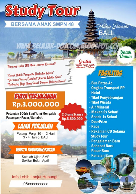 Contoh Brosur Paket Wisata dan Study Tour ke Bali Download Template