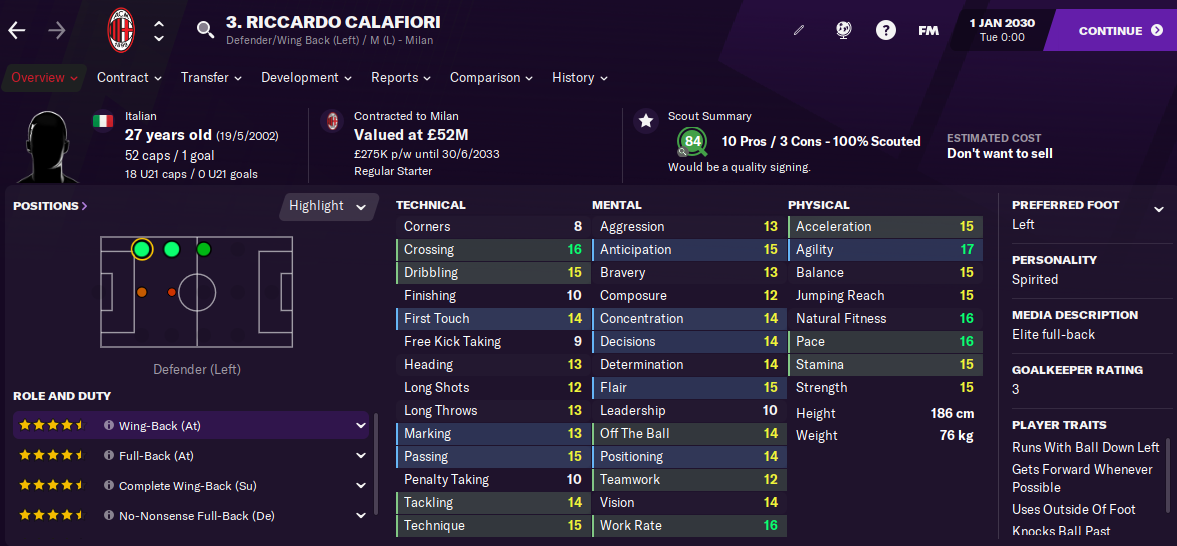 FM21 RIccardo Calafiori 2030 FM21 Riccardo Calafiori 2030