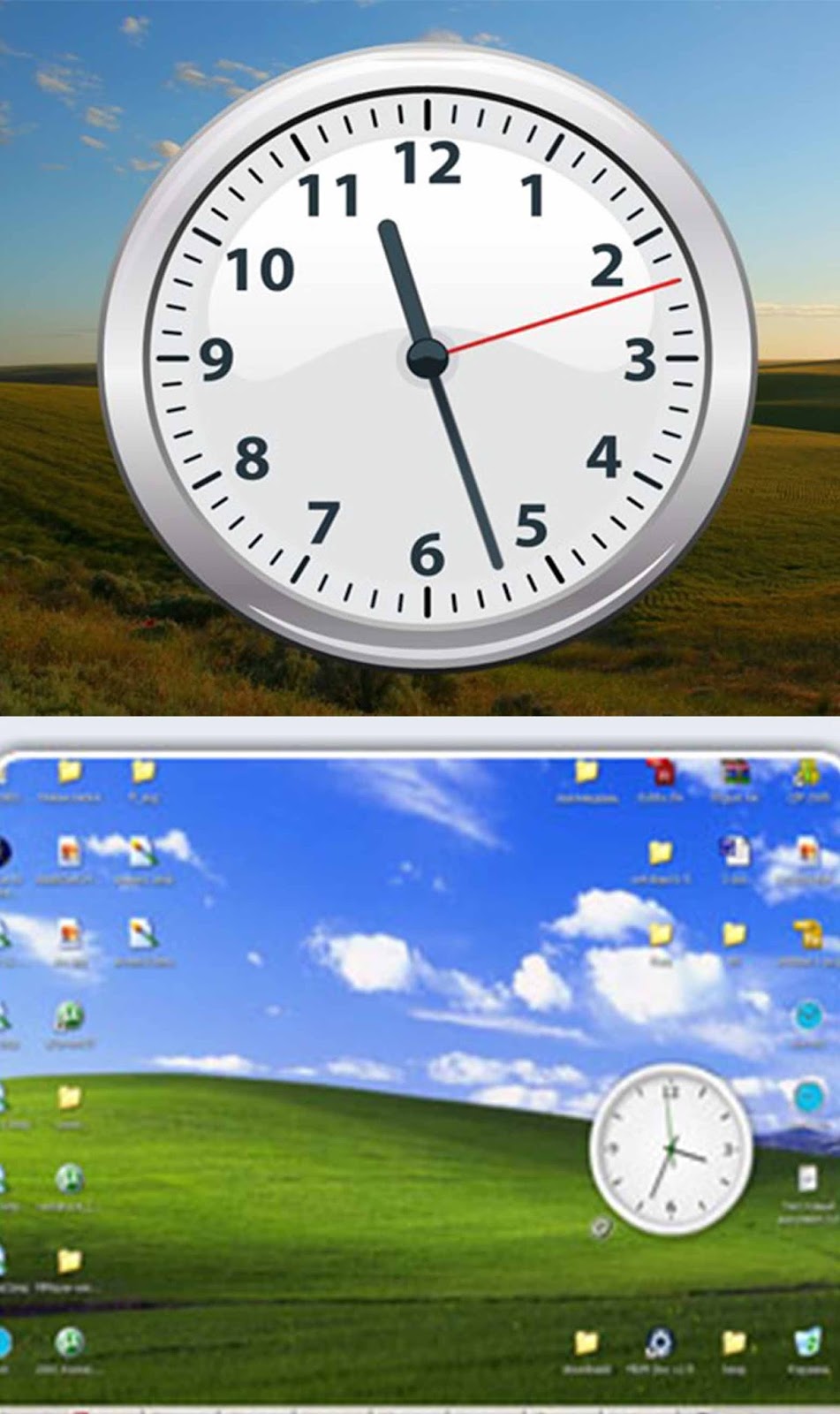 windows xp theme & clock gadget PCලන්තය