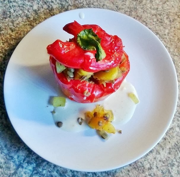 Food Reports: [Vegan] Gebackene Paprika mit Kürbis-Linsen-Füllung und ...