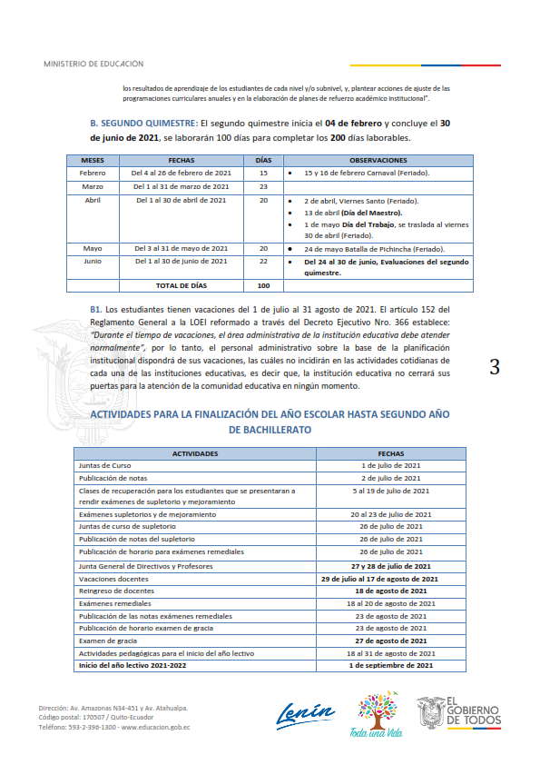 Cronograma Escolar Sierra