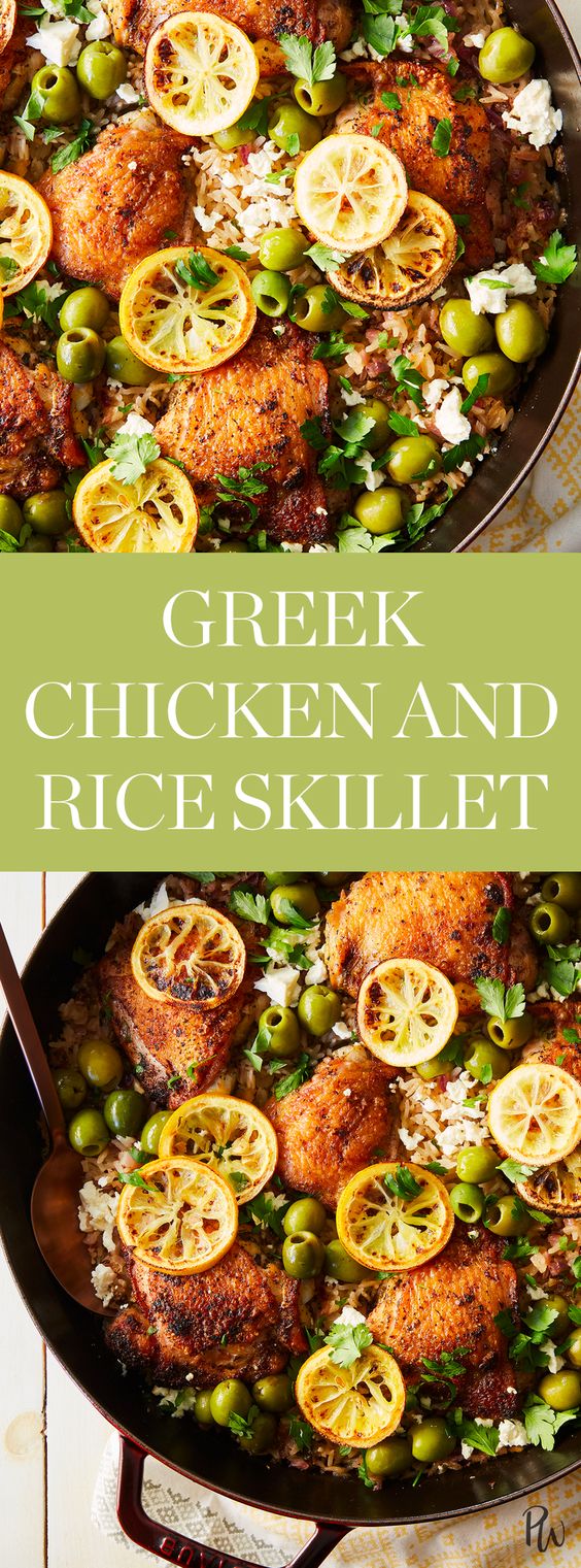 Greek Chicken and Rice Skillet