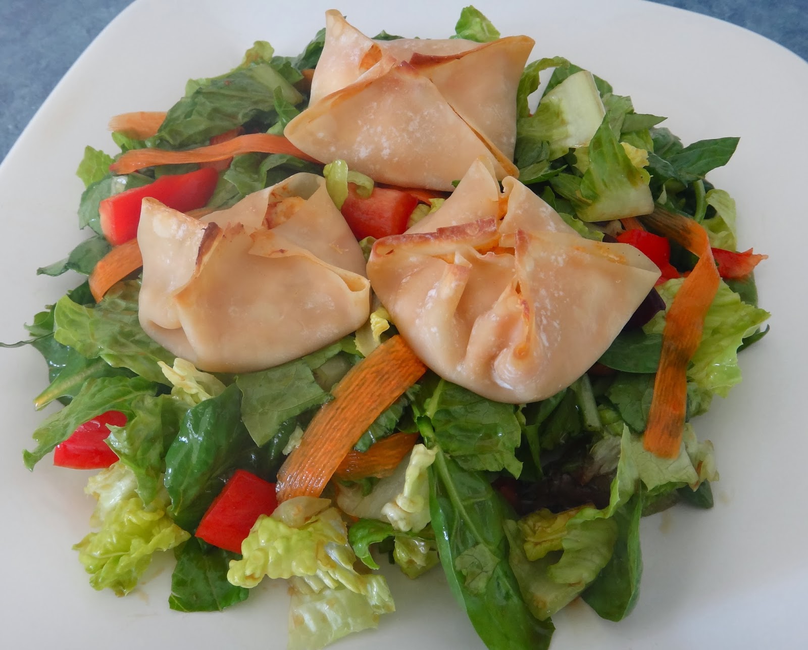 Crab Rangoon Salad with a Sweet Chili Vinaigrette