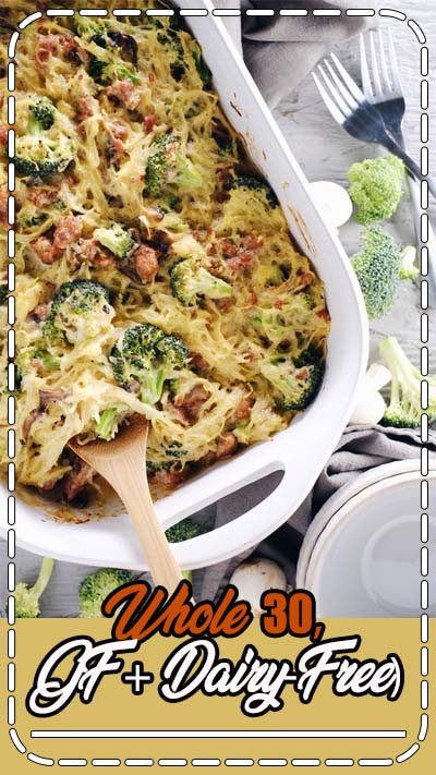 This creamy garlic spaghetti squash casserole is so saucy and delicious!