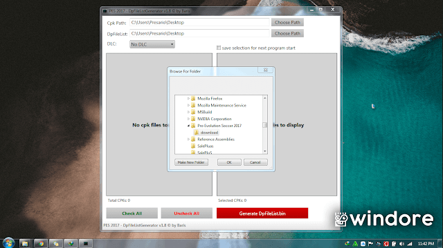 Patch PES 2017 dengan DPFilelist Generator