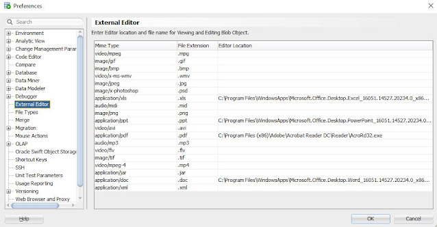 External Editor Preferences in SQL Developer